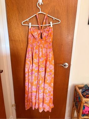 Old Navy Orange and Pink Floral Maxi Dress